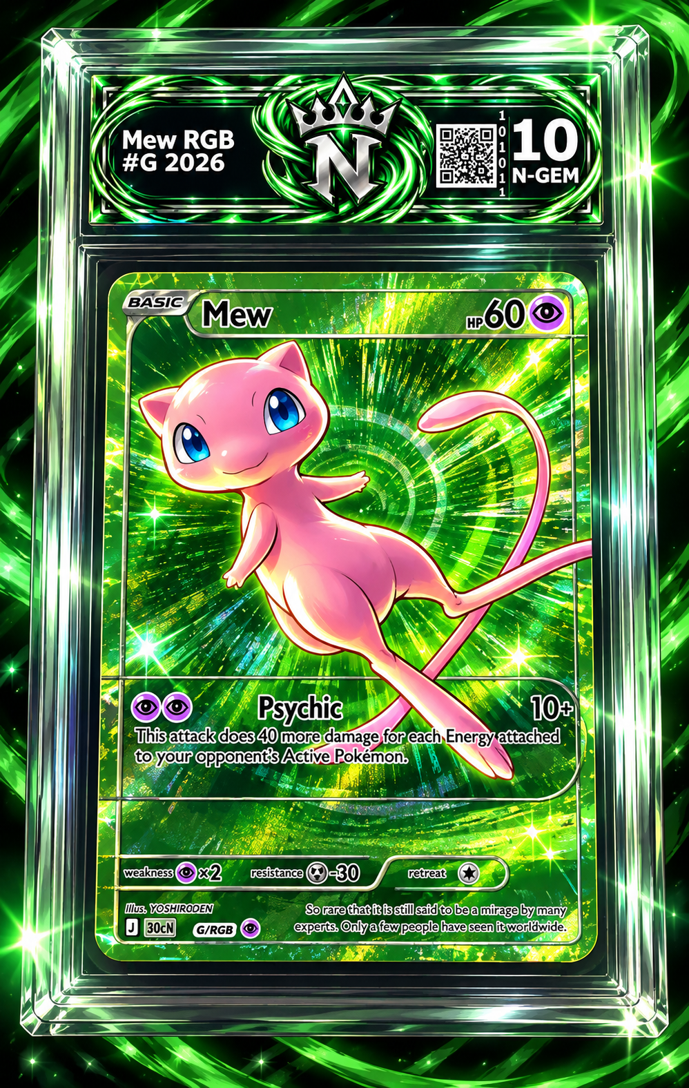 Exempel på graderat certifikat: Mew RGB, betyg 10 Noble Gem